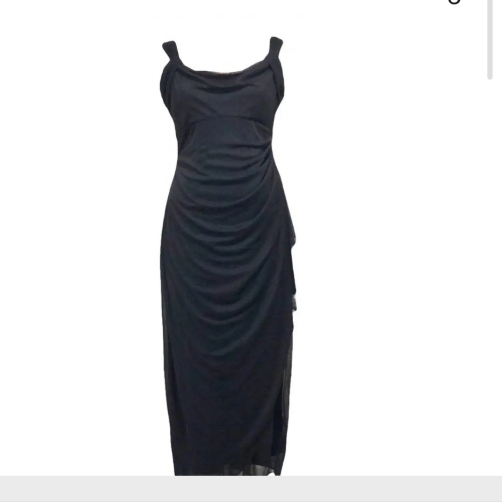 Elegant Black Off-Shoulder Midi Dress In Sz. Med.